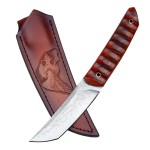 Nóż myśliwski ze stali damasceńskiej N-957A EKSKLUZYWNY ELEGANCKI ZDOBIONY