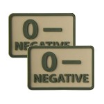 Helikon - Naszywka PVC - Grupa Krwi - 0- NEG - Khaki - 2 szt.