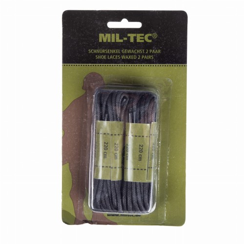 Sznurówki Mil-Tec 220 cm woskowane czarne-1 35904