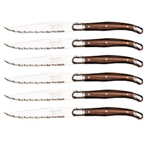 Nóż Laguiole do steków z stali nierdzewnej 6 sztuk w bloku drewnianym