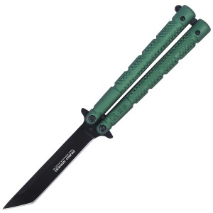 Nóż motylek K25 Balisong Green Aluminium, Titanium Coated (36249)