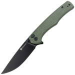 Nóż Sencut Crowley Green Micarta, Black Stonewashed D2 (S21012-3)
