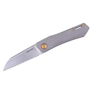 Nóż Real Steel Solis Gray/Gold Titanium, Satin N690 by Poltergeist Work (7062G)