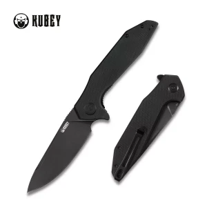 Nóż Kubey Black G10, Black Stonewashed (KU117B)