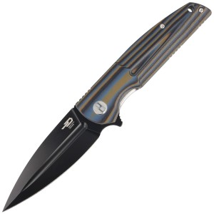 Nóż Bestech Fin Black/Blue/Brown G10, Black Stonewashed 14C28N (BG34D-3)
