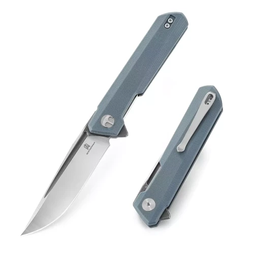 Noz-Bestechman-Dundee-Gray-G10-Grey-Titanized-Satin-D2-by-Ostap-Hel-BMK01F.webp