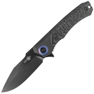 Nóż składany Heretic Wraith-M V3 Black/Blue Titanium / Carbon Fiber Battleworn DLC Magnacut by Tony Marfione Jr. (H001-6A-BLUTI)