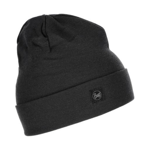 Czapka unisex BUFF Merino Heavyweight Solid czarna-1 43818