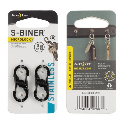 Nite Ize - S-Biner MicroLock - Czarny - 2Pack - LSBM-01-2R3-1 44122