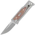 Nóż składany Reate Mini EXO Gravity OTF Drop Point Titanium/Burlap Micarta Stonewashed CPM-3V (Mini EXO DP.BM)