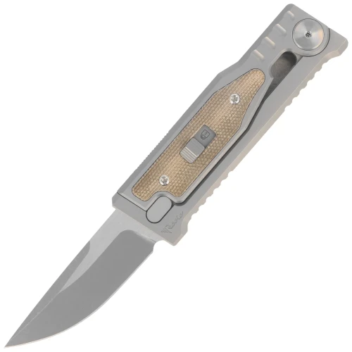 Nóż składany Reate Mini EXO Gravity OTF Drop Point Titanium/Green Micarta, Stonewashed CPM-3V (Mini EXO DP.GM)-1 44235