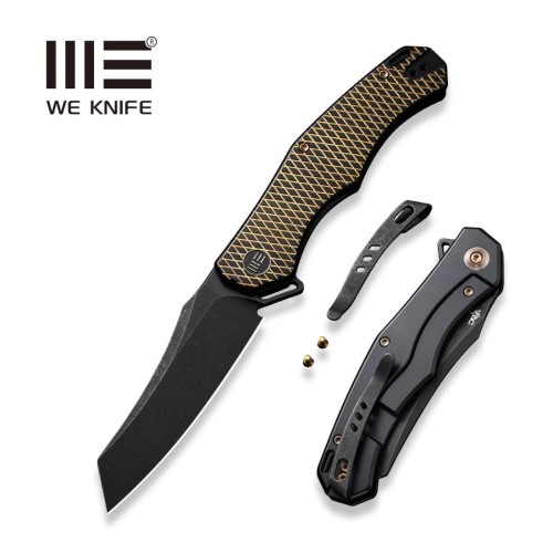 Nóż składany WE Knife RekkeR Golden/Black Titanium, Black Stonewashed CPM 20CV by Kyle Lamb (WE22010G-3)-1 45341