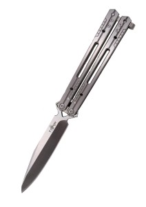 Nóż składany motylek Third Balisong Grey Stainless Steel, Satin 420 (K2920B)