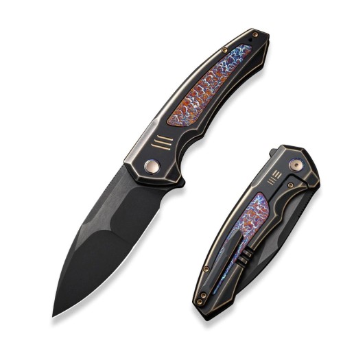 Nóż składany WE Knife Hyperactive Black/Flamed Titanium, Black Stonewashed Bevels/Black Brushed Vanax (WE23030-4)-1 45632