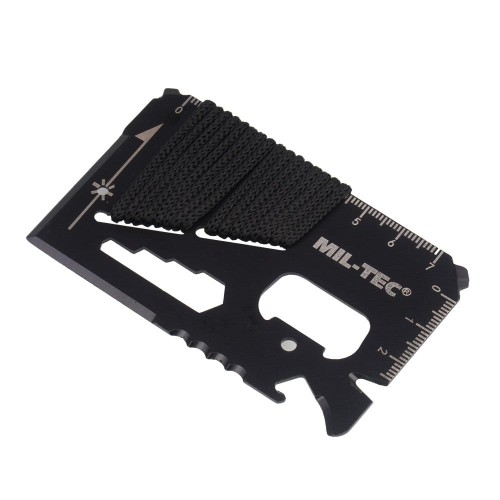 Mil-Tec - Karta surwiwalowa z linką Paracord i pokrowcem - Czarna - 15408102-1 48767
