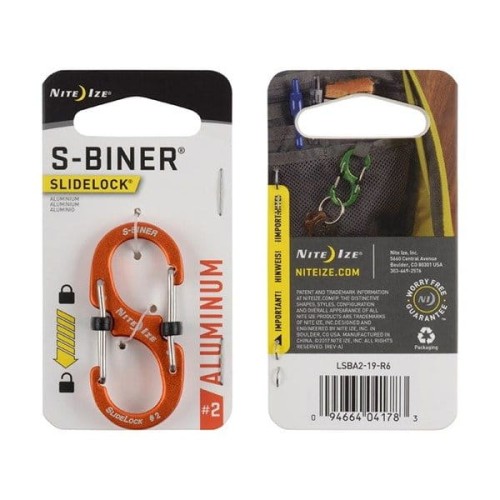 Nite Ize - Karabinek S-Biner® SlideLock® Aluminum #2 - Pomarańczowy - LSBA2-19-R6-1 48903