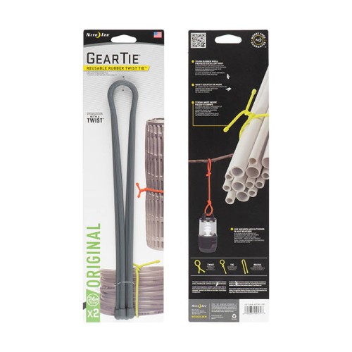 Nite Iize - Gear Tie 24 in. - 2 Pack - Charcoal - GT24-2PK-09-1 48920