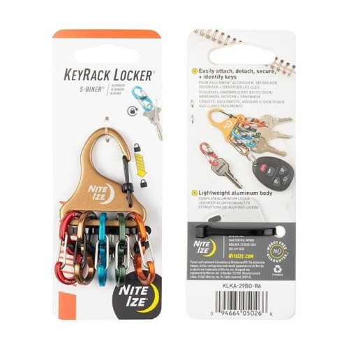 Nite Ize - KeyRack Locker S-Biner Aluminum - Assorted - KLKA-29BG-R6-1 48924