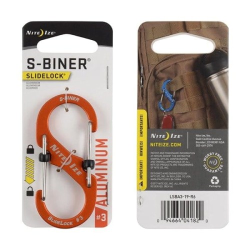 Nite Ize - Karabinek S-Biner® SlideLock® Aluminum #3 - Pomarańczowy - LSBA3-19-R6-1 49017