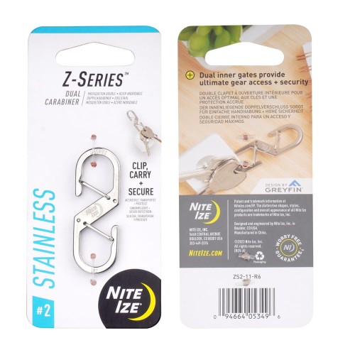 Nite Ize - Podwójny karabińczyk Z-Series #2 - Stalowy - Srebrny - ZS2-11-R6-1 49161