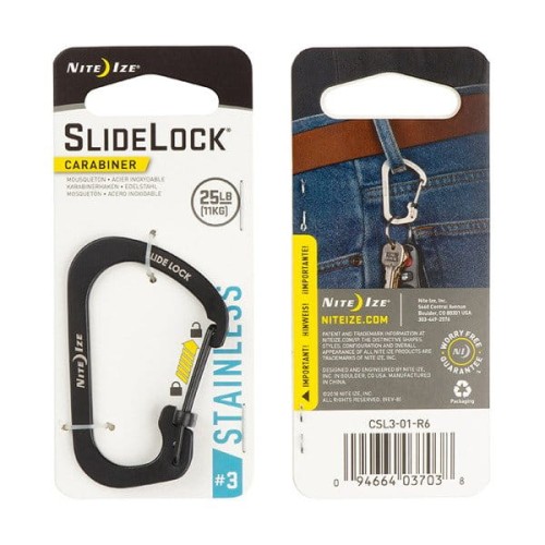 Nite Ize - Karabinek SlideLock® Carabiner Stainless Steel #3 - Czarny - CSL3-01-R6-1 49171