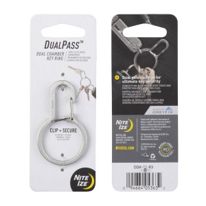 Nite Ize - Karabińczyk z podwójną komorą DualPass - Stalowy - Srebrny - DDK-11-R3