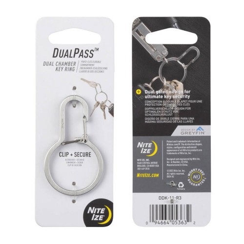 Nite Ize - Karabińczyk z podwójną komorą DualPass - Stalowy - Srebrny - DDK-11-R3-1 49174