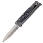 Nóż grawitacyjny Reate EXO-M OTF Gravity D/E Bead Blasted Titanium/Black-White Damascus G10 Satin Elmax