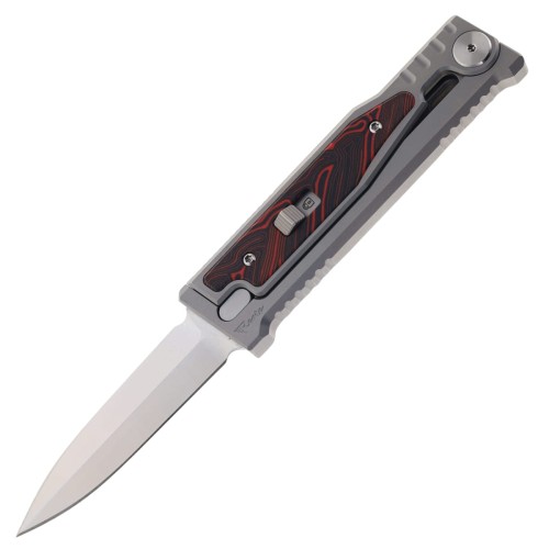 Nóż grawitacyjny Reate EXO-M OTF Gravity D/E Bead Blasted Titanium/Damascus Red-Black G10, Satin Elmax-1 50322