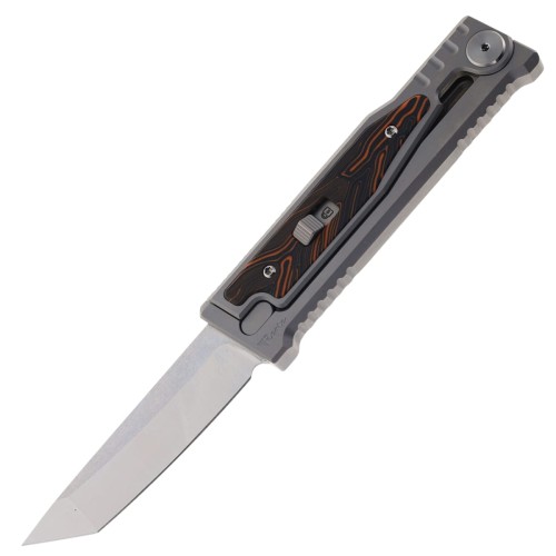 Nóż grawitacyjny Reate EXO-M OTF Gravity T/E Bead Blasted Titanium/Damascus Orange-Black G10, Satin Elmax-1 50323