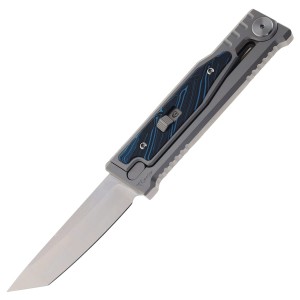 Nóż grawitacyjny Reate EXO-M OTF Gravity T/E Bead Blasted Titanium/Damascus Blue-Black G10, Satin Elmax