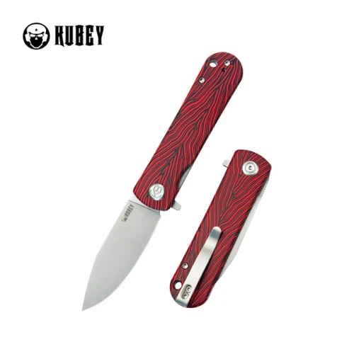 Nóż składany Kubey NEO Red / Black Damascus G10, Bead Blasted AUS-10 by Keanu Alfaro (KU371E)-1 50449