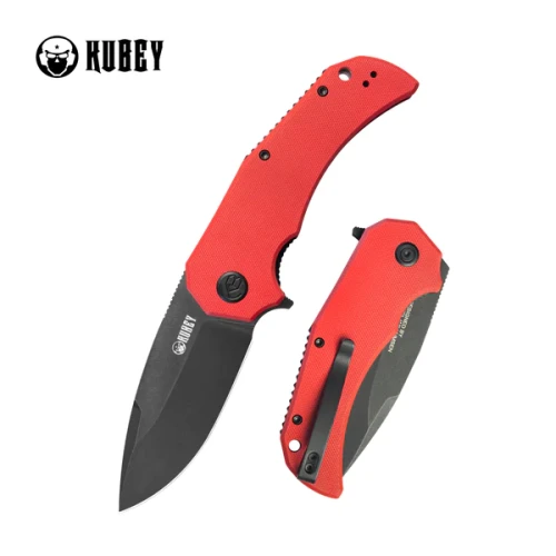 Nóż składany Kubey Bravo One Drop Point Red G10, Black Stonewashed AUS-10 by Mikkel Willumsen (KU319E)-1 50455
