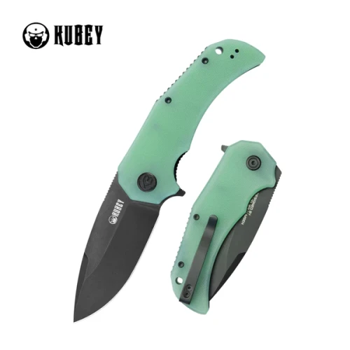 Nóż składany Kubey Bravo One Drop Point Jade G10, Black Stonewashed AUS-10 by Mikkel Willumsen (KU319C)-1 50457