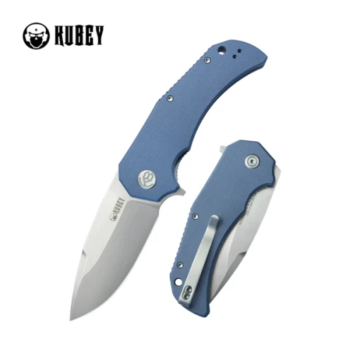 Nóż składany Kubey Bravo One Drop Point Blue G10, Bead Blasted AUS-10 by MIKKEL WILLUMSEN (KU319A)-1 50459