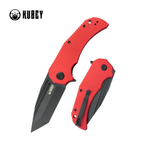 Nóż składany Kubey Bravo One Tanto Red G10, Black Stonewashed AUS-10 by Mikkel Willumsen (KU318B)-1 50463