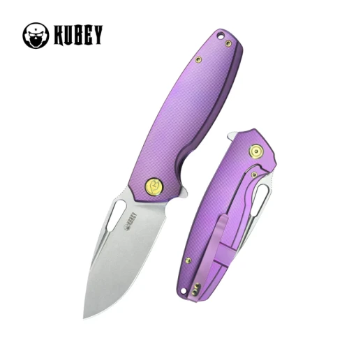 Nóż składany Kubey Tityus Purple Titanium, Bead Blasted 14C28N (KB360C)-1 50480