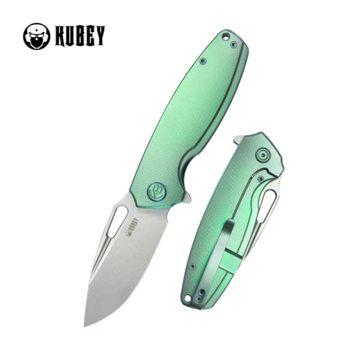 Nóż składany Kubey Tityus Green Titanium, Bead Blasted 14C28N (KB360B)-1 50481
