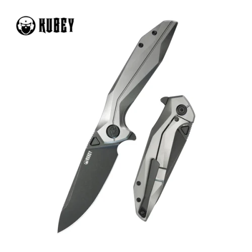 Nóż składany Kubey Nova Grey Titanium, Black Stonewashed 14C28N (KB235E)-1 50486