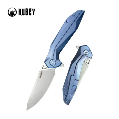 Nóż składany Kubey Nova Blue Titanium, Bead Blasted 14C28N (KB235C)-1 50488