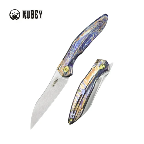 Nóż składany Kubey Barracuda Flame Titanium, Satin M390 by Parsons Bladeworks (KB299E)-1 50489