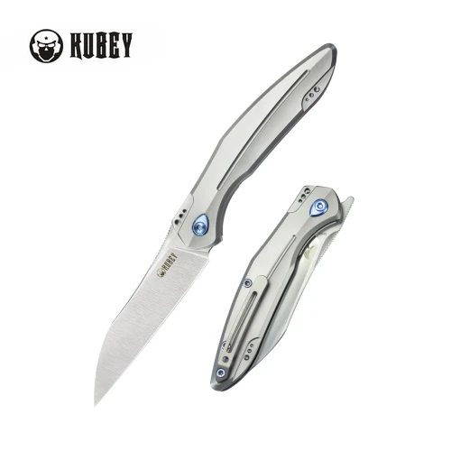 Nóż składany Kubey Barracuda Grey Titanium, Satin M390 by Parsons Bladeworks (KB299C)-1 50490