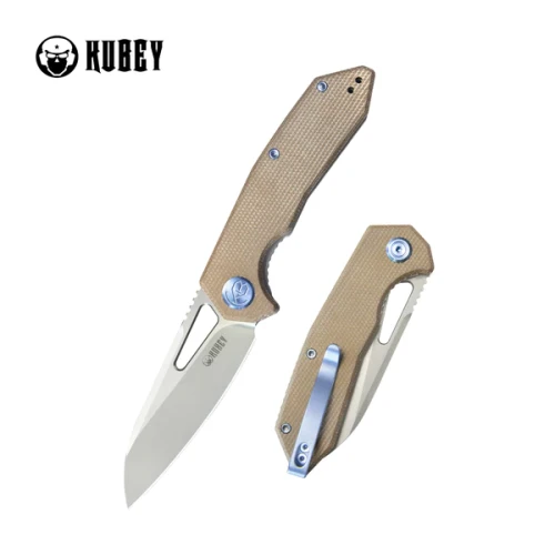 Nóż składany Kubey Vagrant Tan Micarta, Sand Blasted M390 by Maksim Tkachuk (KB291V)-1 50493