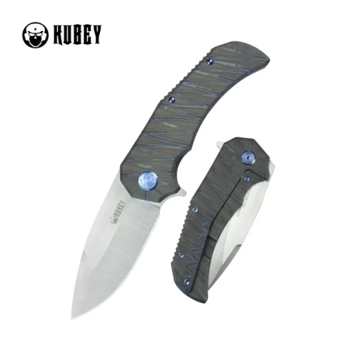 Nóż składany Kubey Bravo One Drop Point Flame Titanium, Satin M390 by Mikkel Willumsen (KB367B)-1 50497