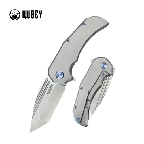 Nóż składany Kubey Bravo One Tanto Grey Titanium, Satin M390 by Mikkel Willumsen (KB366A)-1 50500