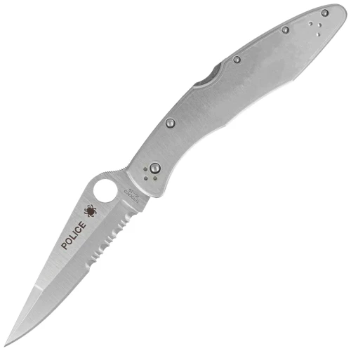 Nóż składany Spyderco Police Stainless Steel, Satin Combo Edge VG-10 by Sal Glesser (C07PS)-1 50539