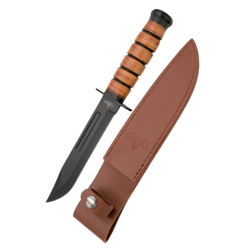 Nóż Third USMC Tactical Ka-Bar Style - Brown Leather, Black Blade (11593)-1 50602