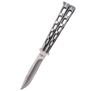 Nóż treningowy składany motylek Third Balisong Silver Stainless Steel Satin 420 (K2919BX)