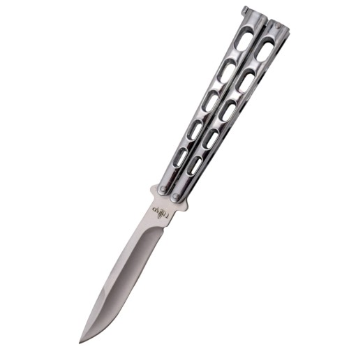 Nóż treningowy składany motylek Third Balisong Silver Stainless Steel, Satin 420 (K2919BX)-1 50605