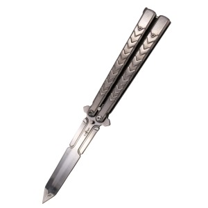 Nóż składany motylek Third Balisong Grey Stainless Steel, Chrome 420 (K2813-1)